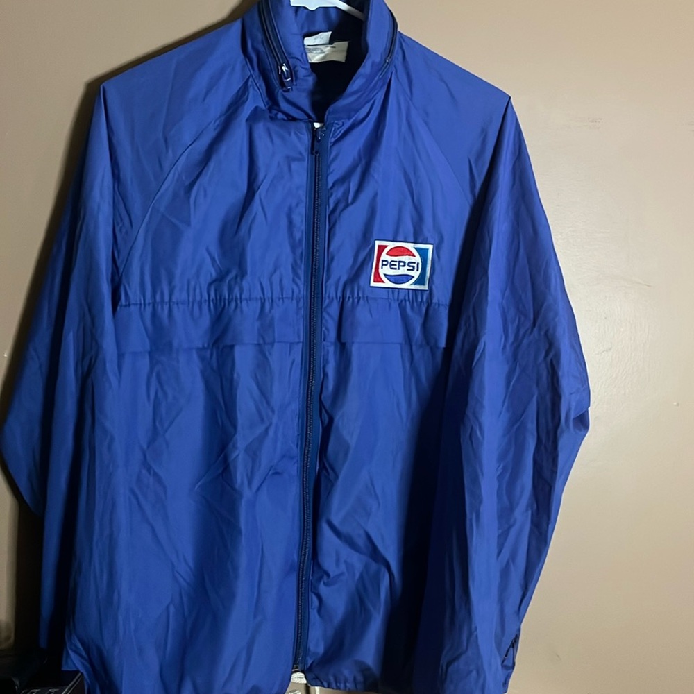 😄Vintage Pepsi Windbreaker Collar Hat Zip Up